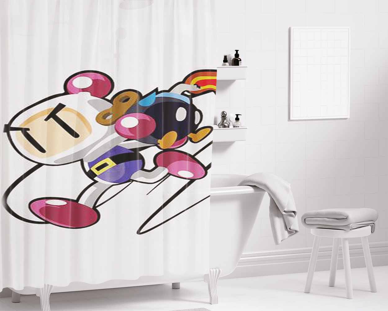 Bobomberman Bathroom Shower Curtain Fabric Waterproof | 66 X 72 Inch