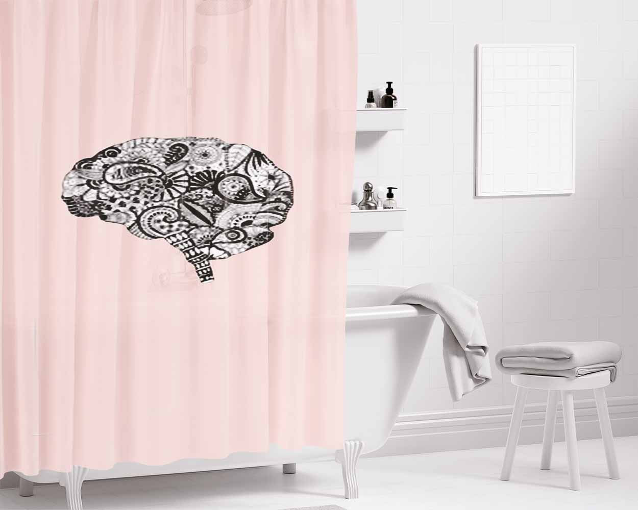 Brain Graphic Gift Bathroom Shower Curtain Fabric Waterproof | 66 X 72 Inch