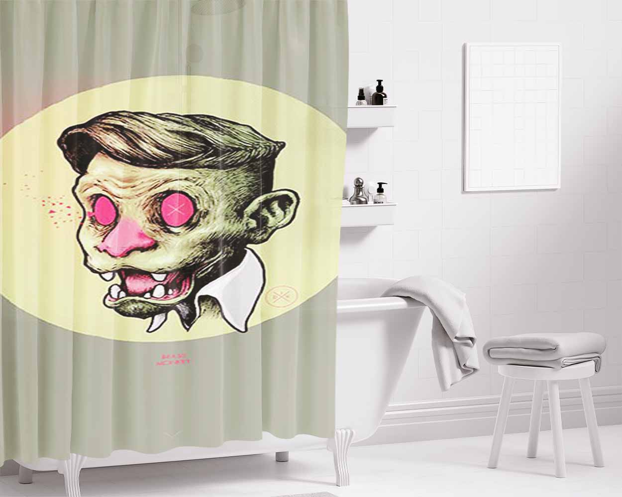 Brass Monkey Bathroom Shower Curtain Fabric Waterproof | 66 X 72 Inch