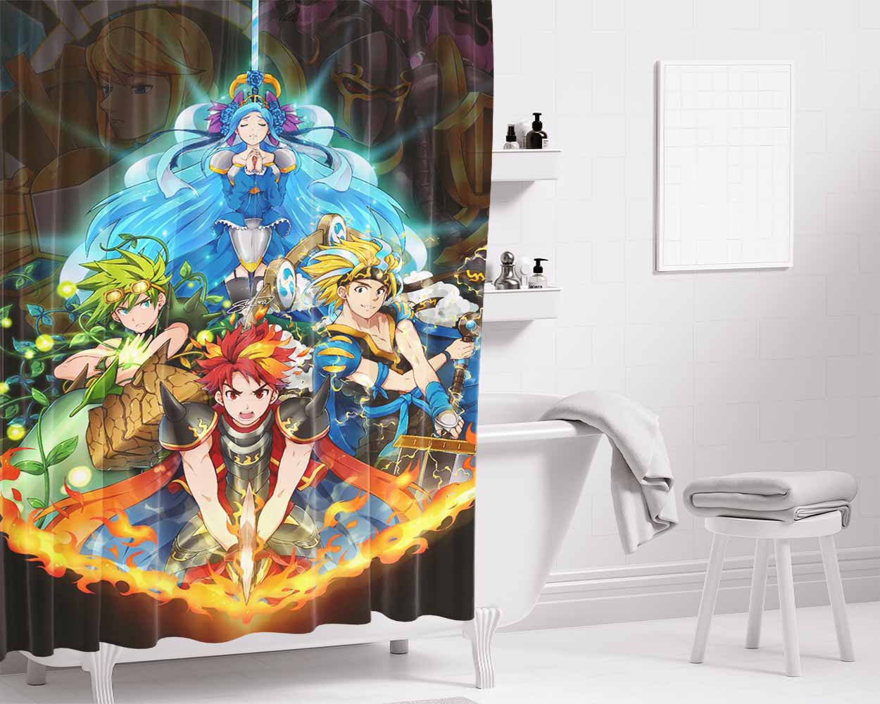 Brave Frontier Bathroom Shower Curtain Fabric Waterproof | 66 X 72 Inch