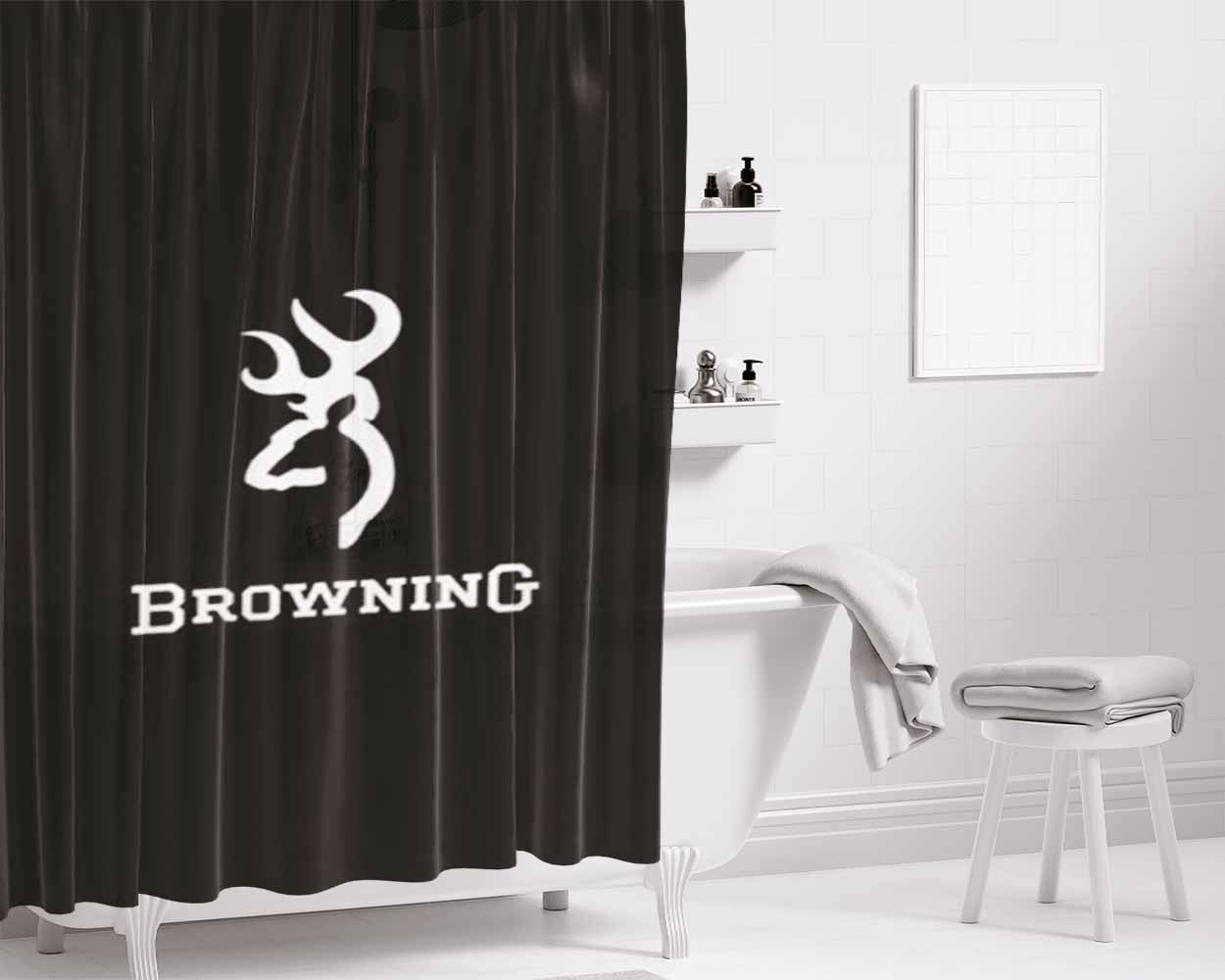Browning Arms Logo Bathroom Shower Curtain Fabric Waterproof | 66 X 72 Inch