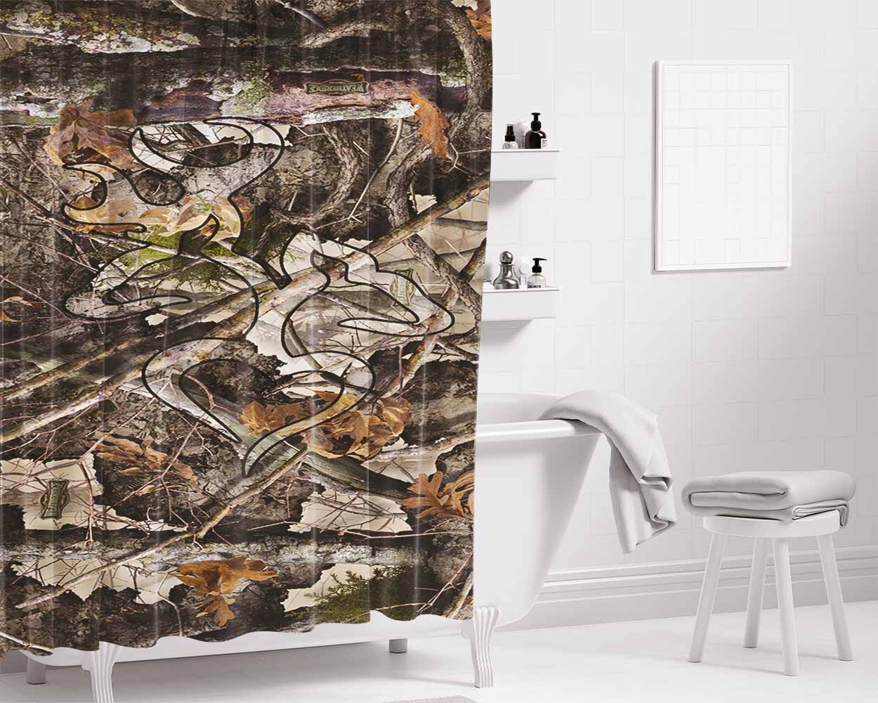 Browning Deer Love Bathroom Shower Curtain Fabric Waterproof | 66 X 72 Inch