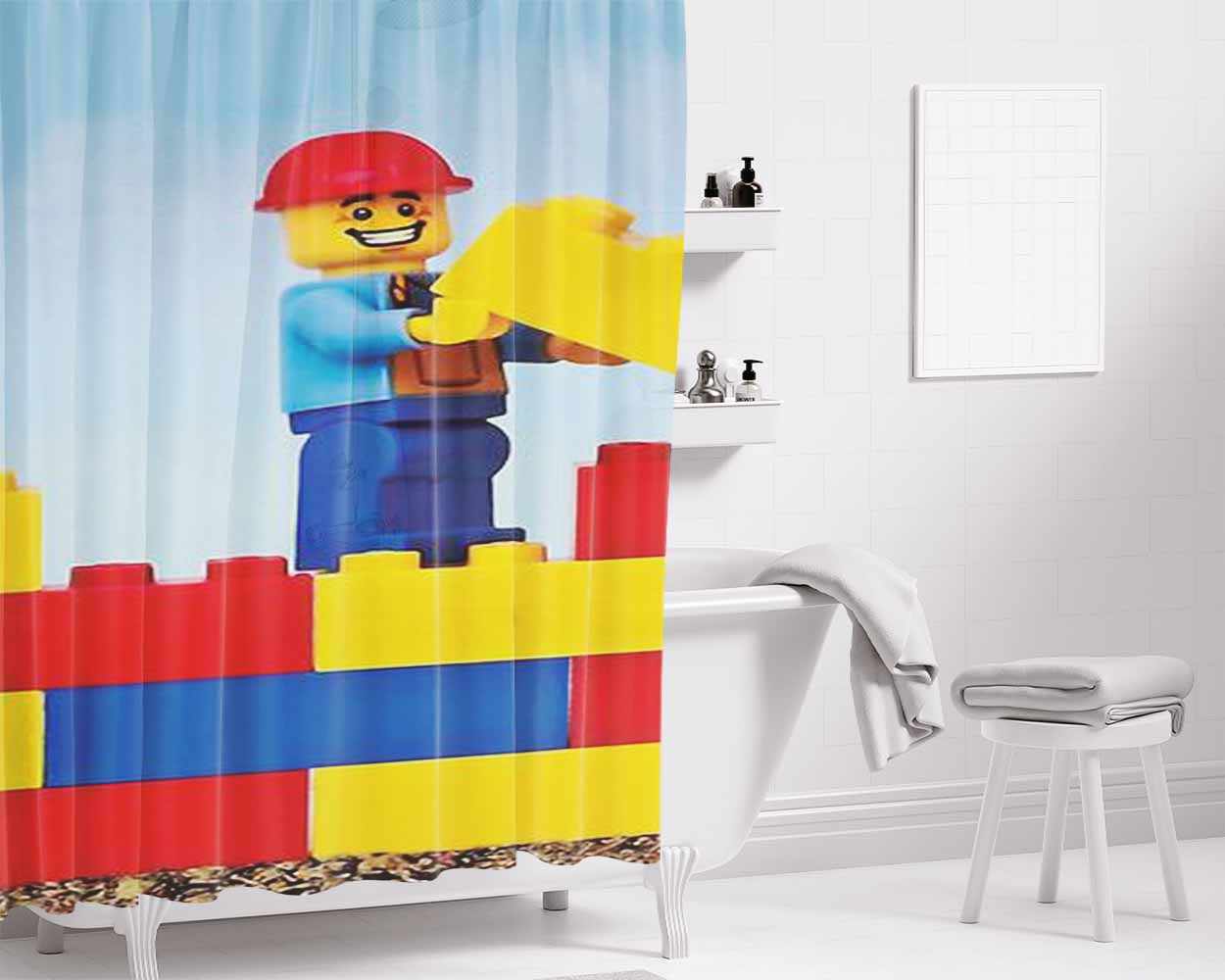 Build It Higher Bathroom Shower Curtain Fabric Waterproof | 66 X 72 Inch