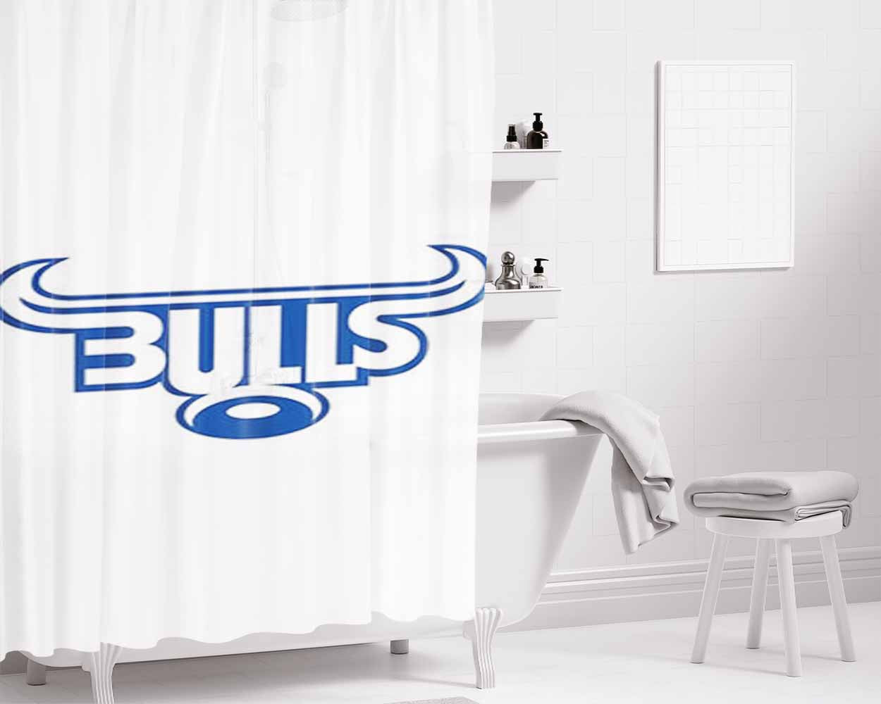 Bulls Logo Bathroom Shower Curtain Fabric Waterproof | 66 X 72 Inch