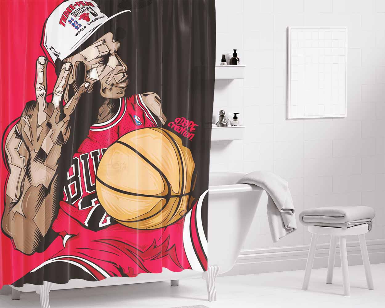 Buls Art Skin Mural Bathroom Shower Curtain Fabric Waterproof | 66 X 72 Inch