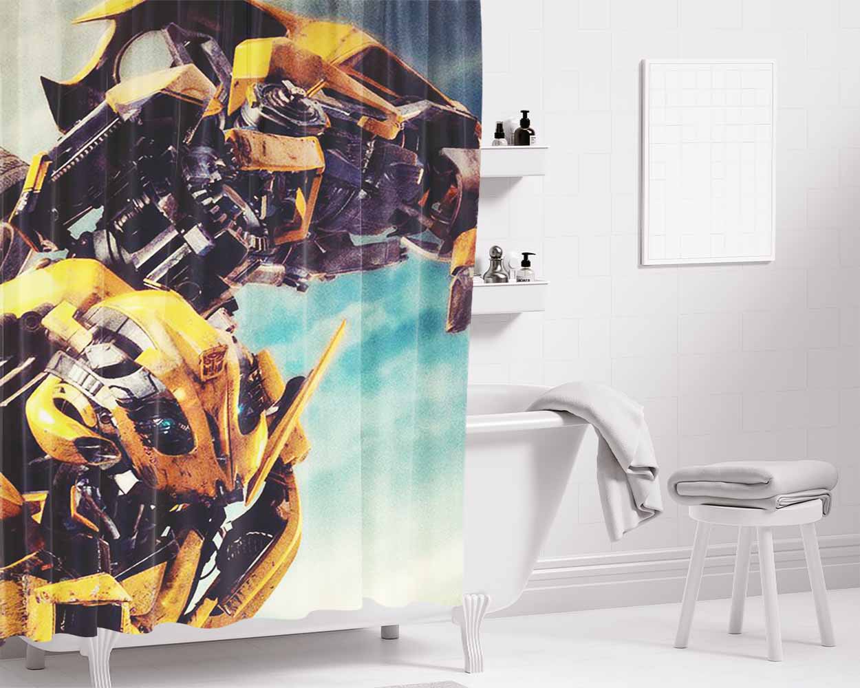 Bumbble Bee Action Bathroom Shower Curtain Fabric Waterproof | 66 X 72 Inch