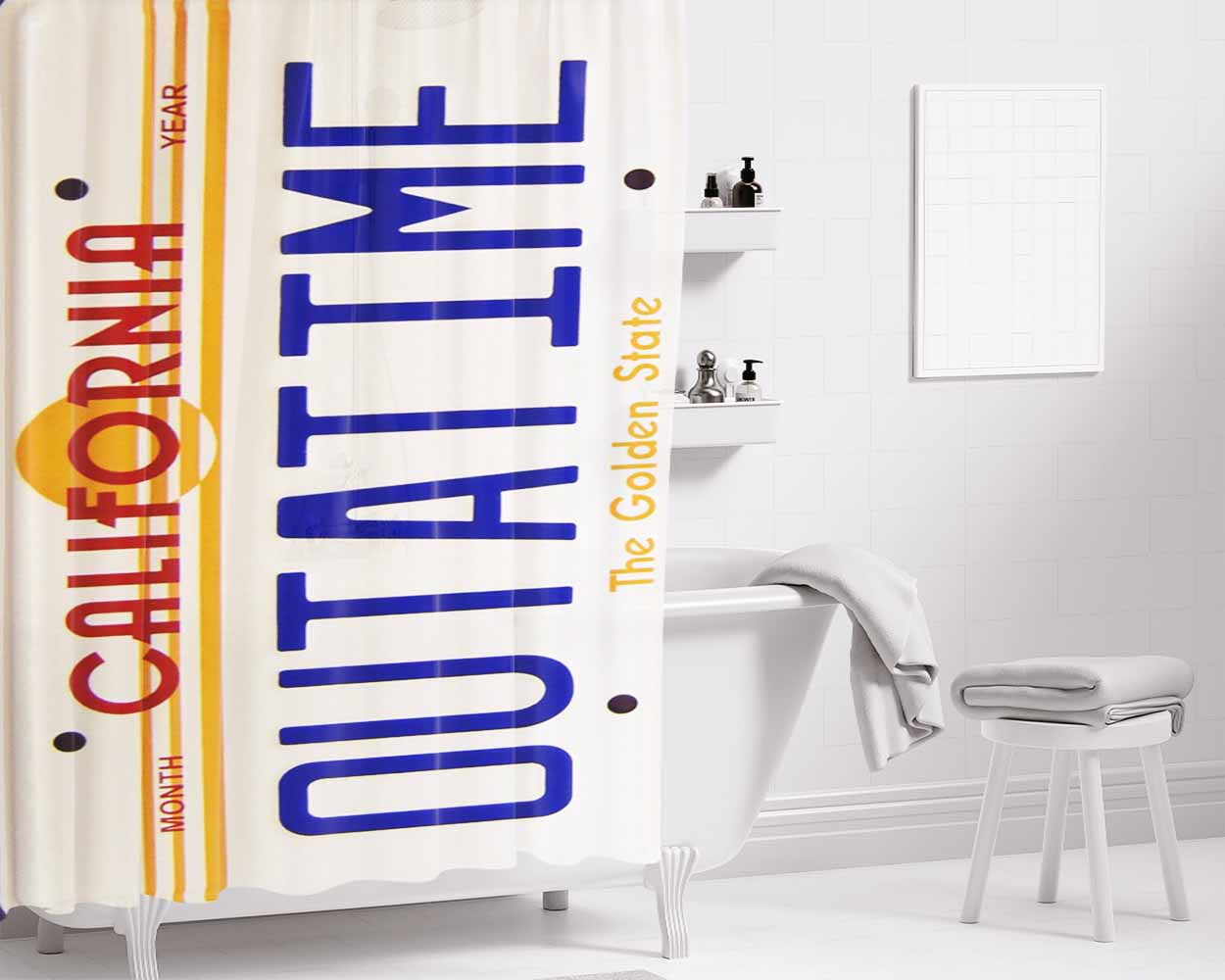 California Outatime Bathroom Shower Curtain Fabric Waterproof | 66 X 72 Inch