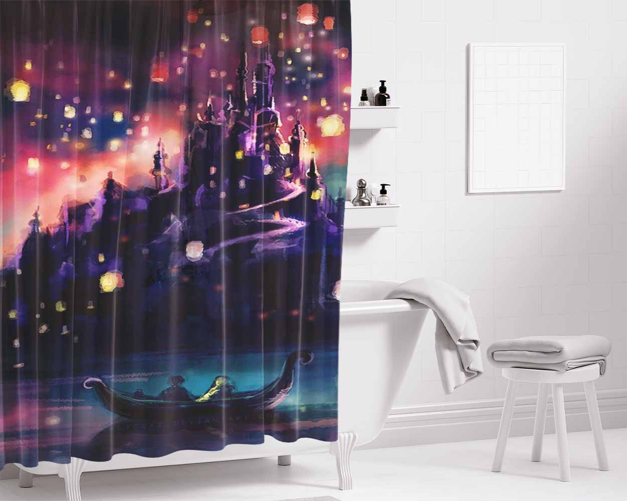 Castle Lampion Bathroom Shower Curtain Fabric Waterproof | 66 X 72 Inch