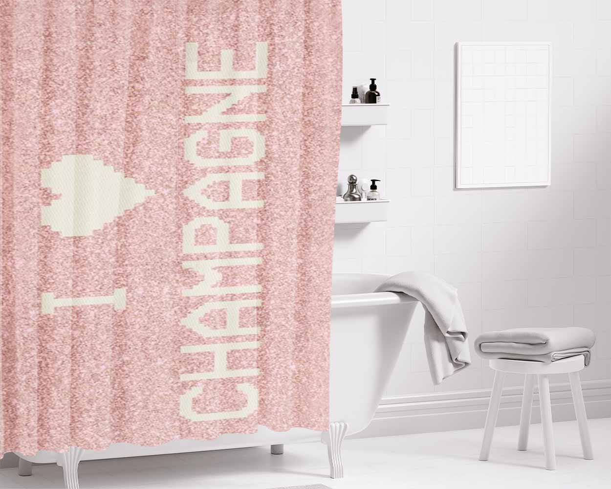 Champagne Bathroom Shower Curtain Fabric Waterproof | 66 X 72 Inch