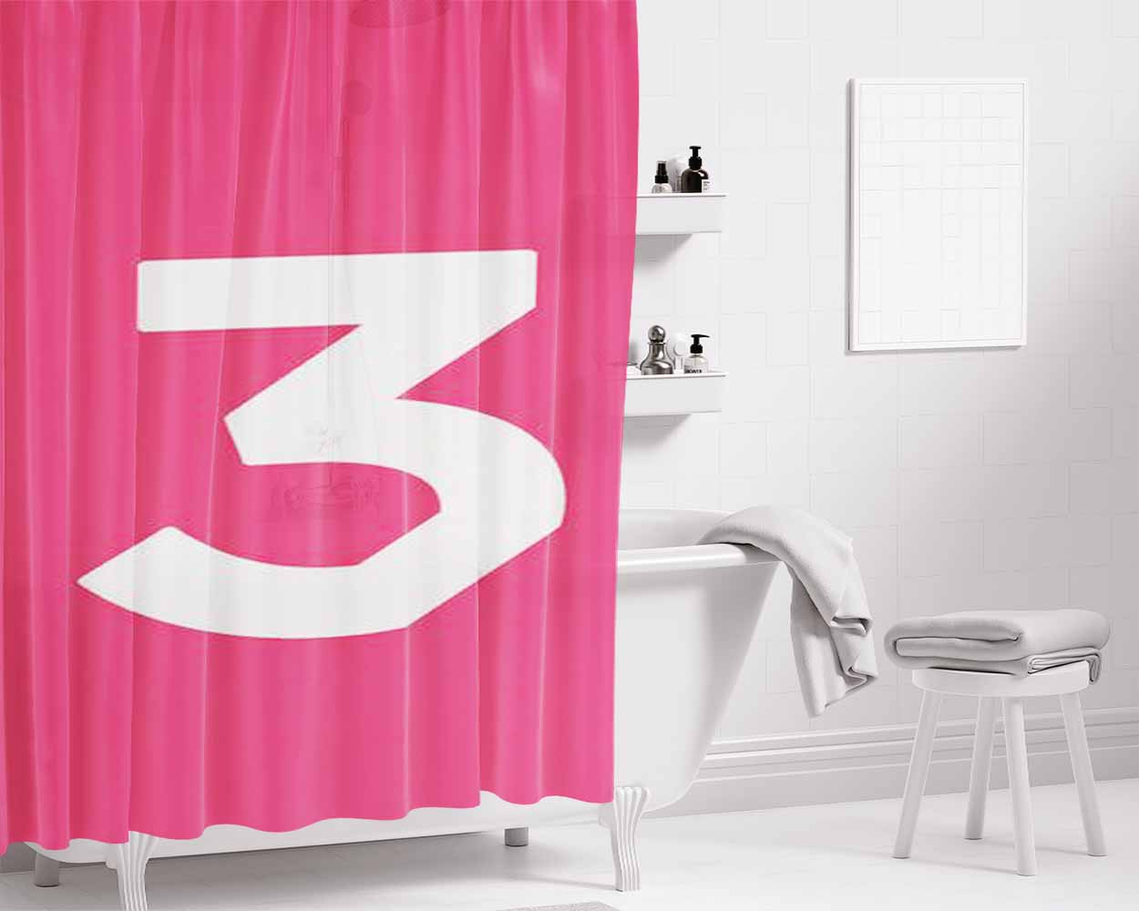 Chance 3 Pink Bathroom Shower Curtain Fabric Waterproof | 66 X 72 Inch
