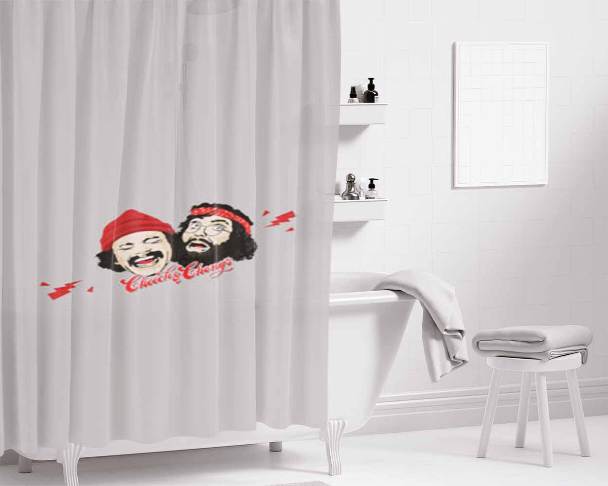 Cheech And Chong Bathroom Shower Curtain Fabric Waterproof | 66 X 72 Inch