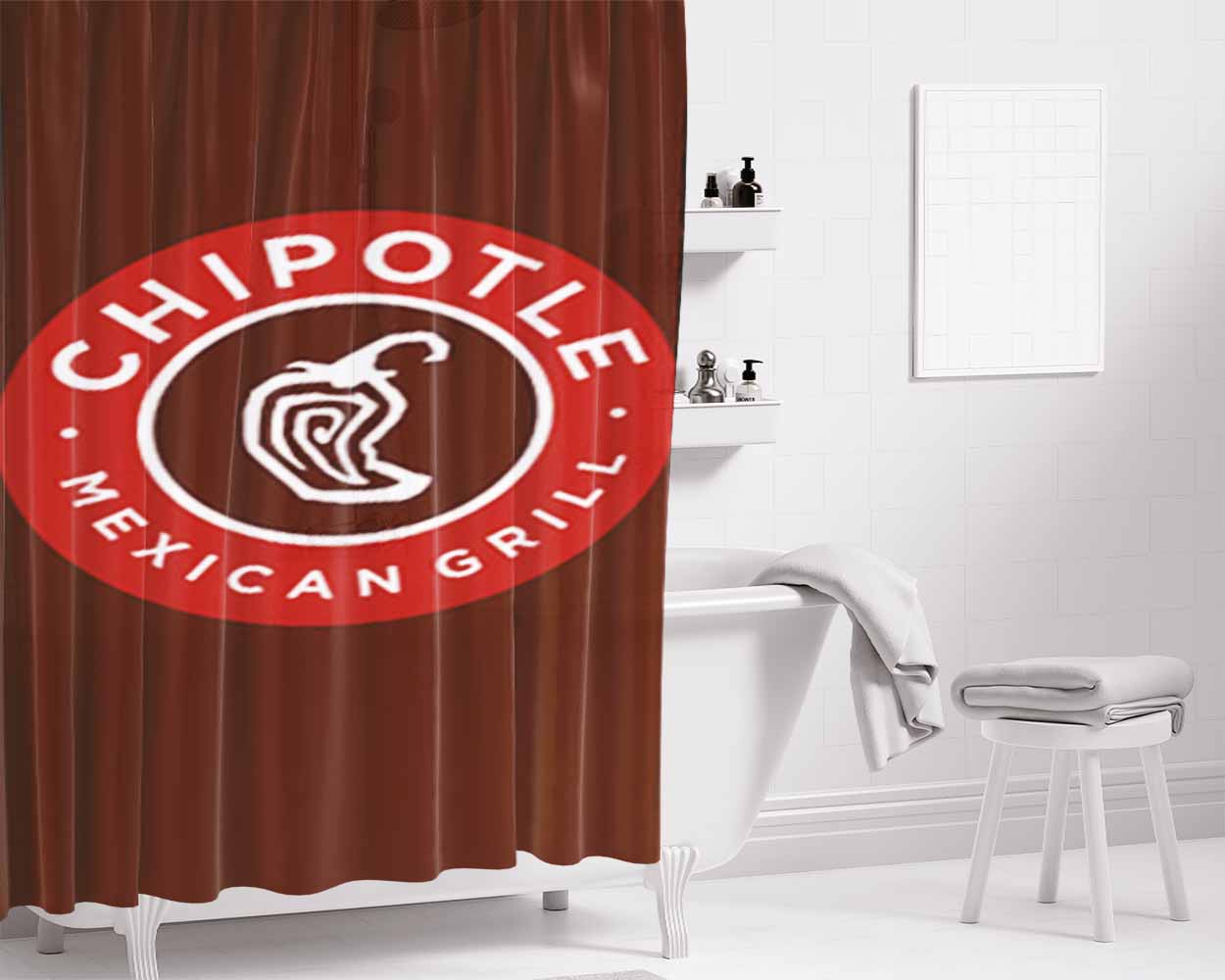 Chipotle Mexican Grill Bathroom Shower Curtain Fabric Waterproof | 66 X 72 Inch