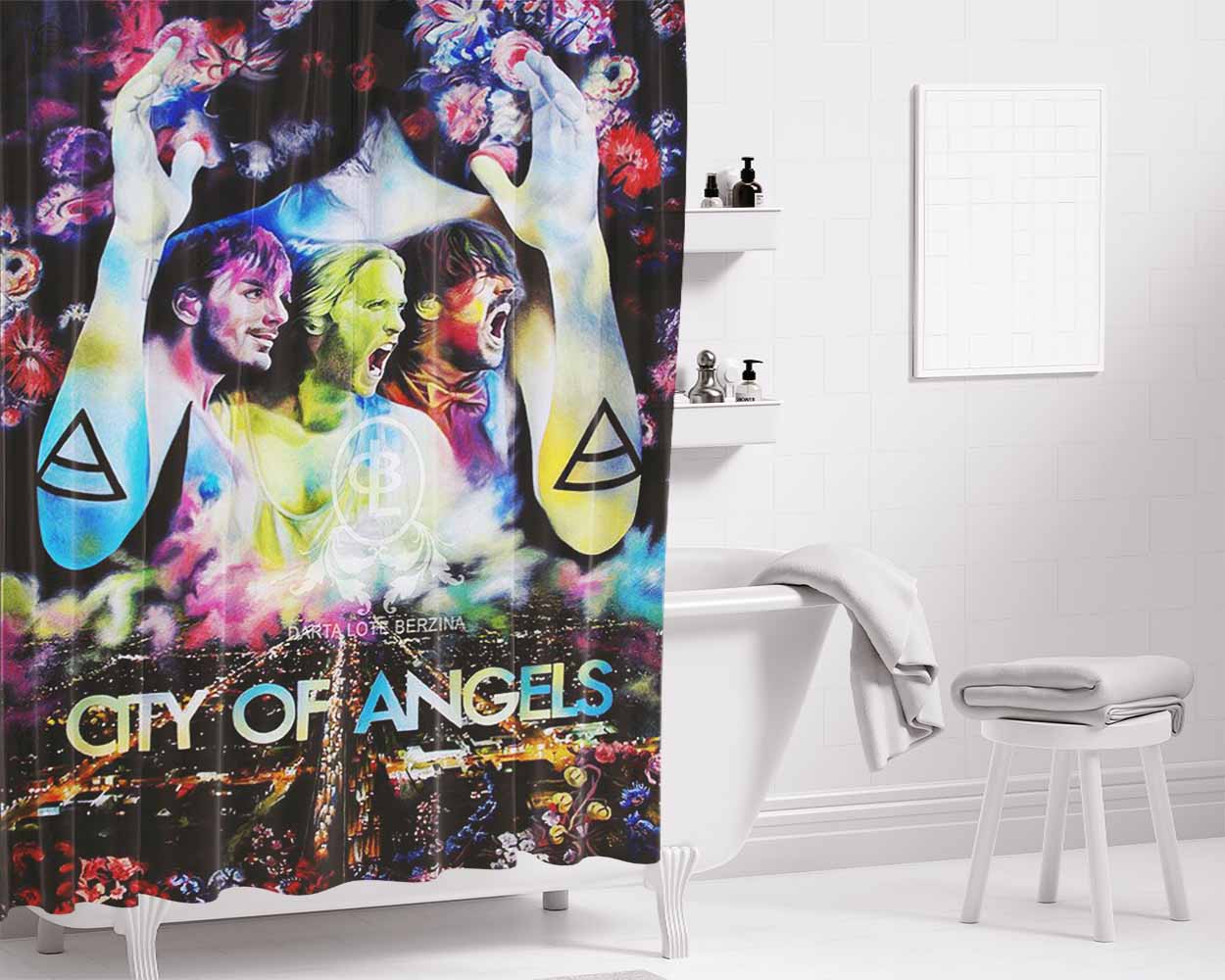 City Of Angels Bathroom Shower Curtain Fabric Waterproof | 66 X 72 Inch