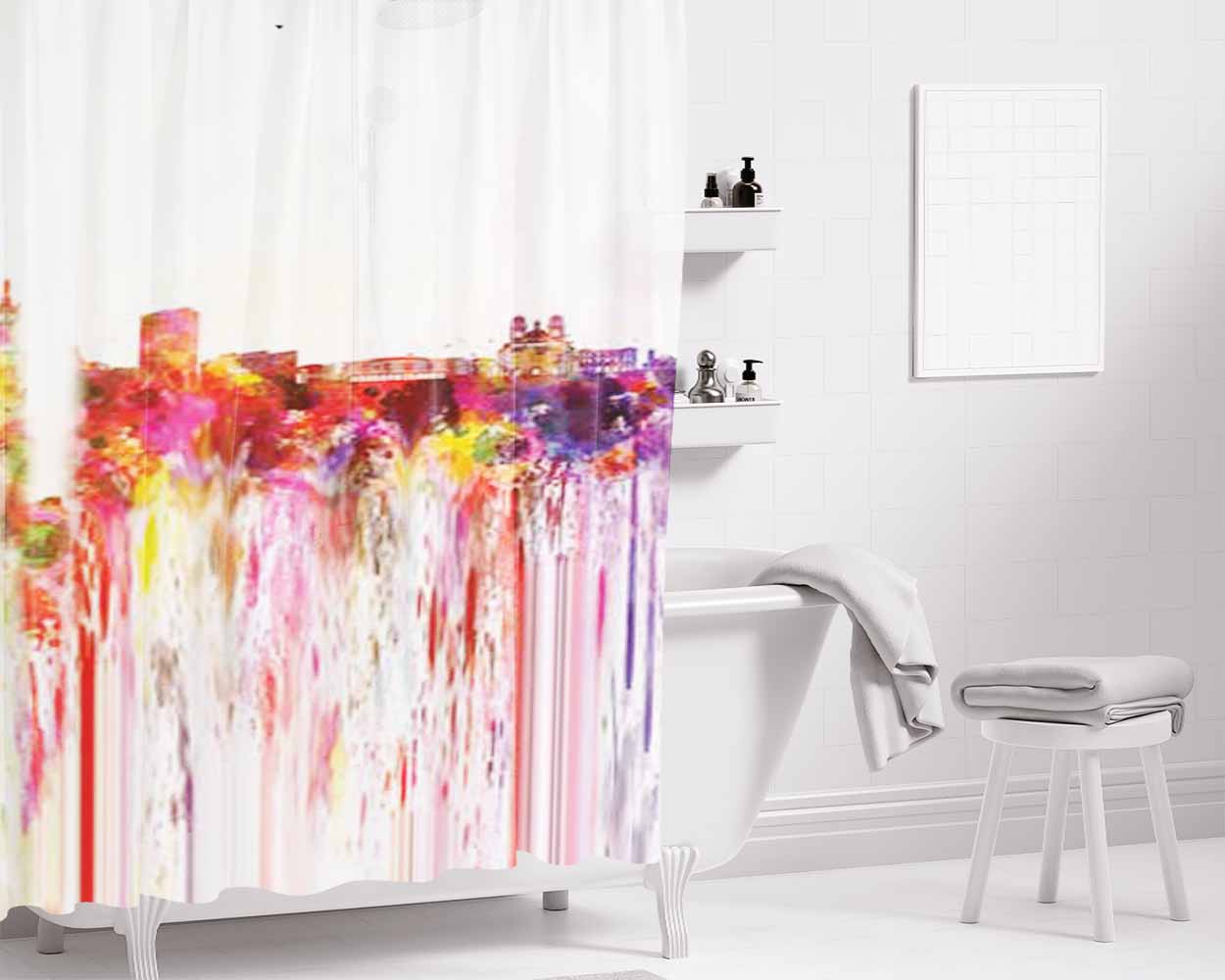 City Splatter 1 Smear Bathroom Shower Curtain Fabric Waterproof | 66 X 72 Inch