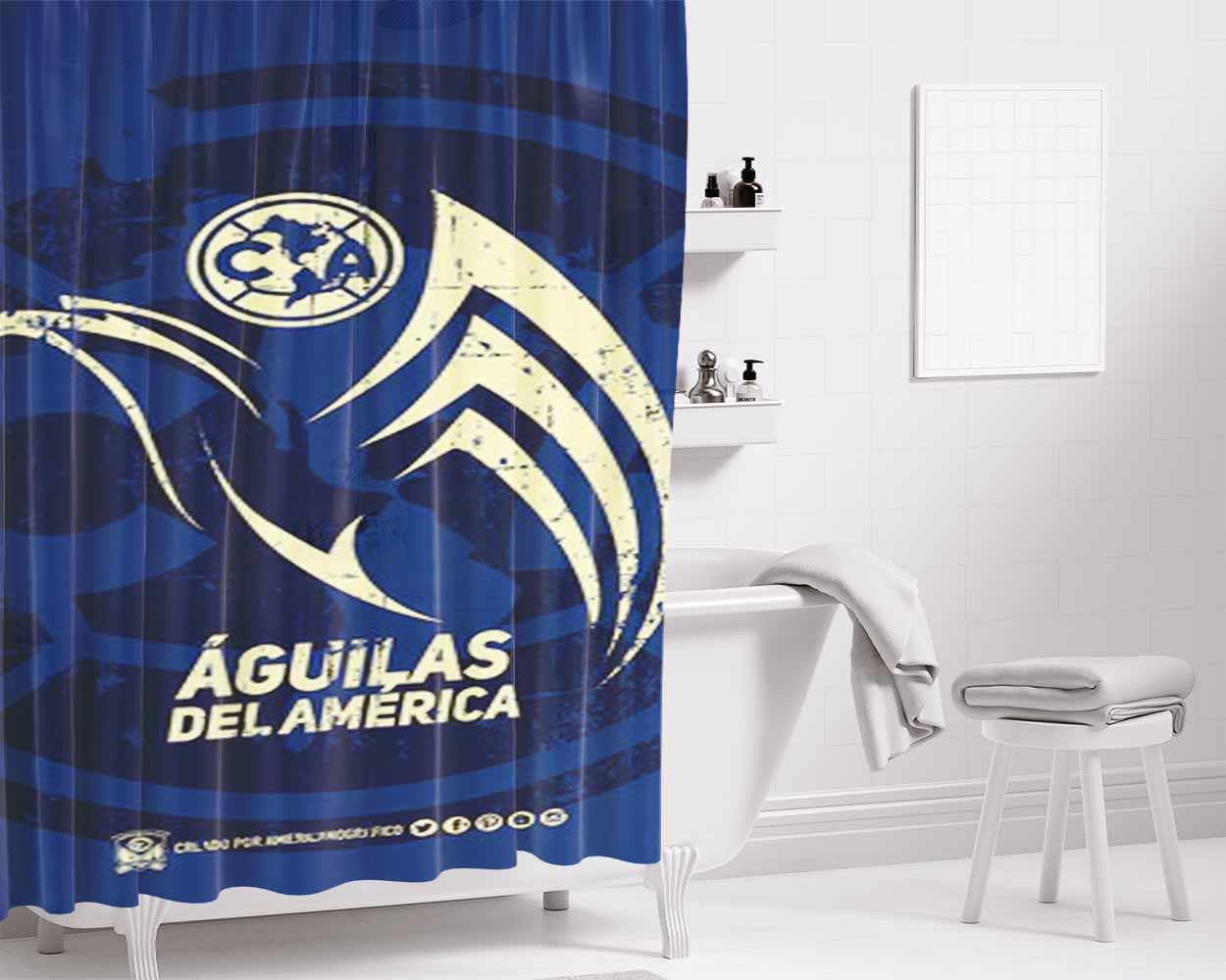 Club America Aguilas Art Bathroom Shower Curtain Fabric Waterproof | 66 X 72 Inch