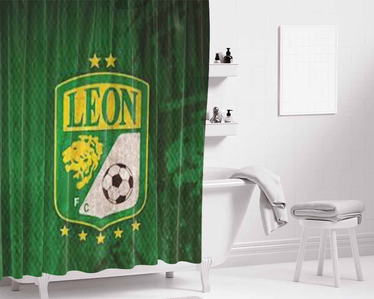 Club Leon Football 2 Bathroom Shower Curtain Fabric Waterproof | 66 X 72 Inch
