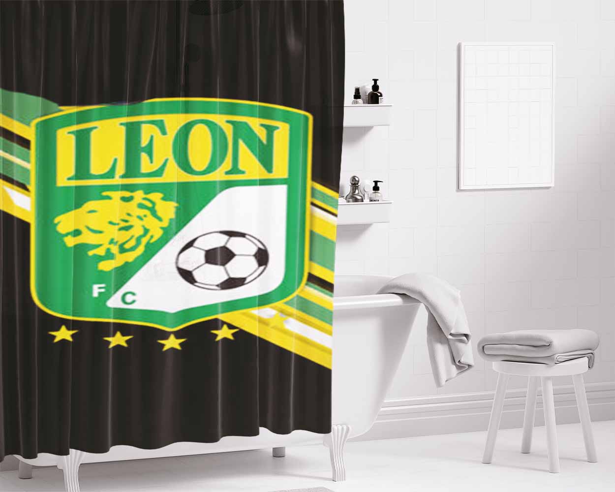 Club Leon Football Bathroom Shower Curtain Fabric Waterproof | 66 X 72 Inch