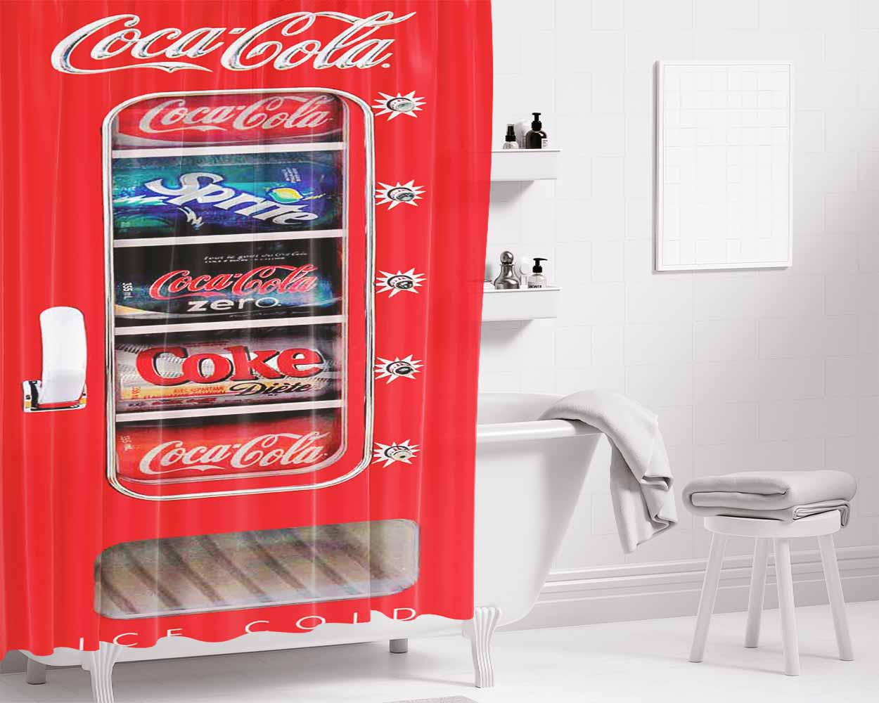 Coca Cola Hd Wallpaper Bathroom Shower Curtain Fabric Waterproof | 66 X 72 Inch