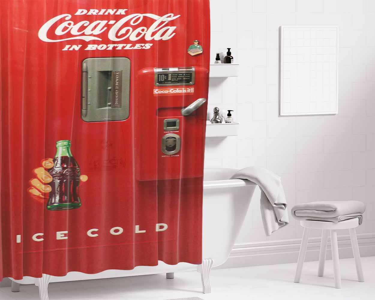 Coca Cola Hebrew Israel Pepsi Bathroom Shower Curtain Fabric Waterproof | 66 X 72 Inch