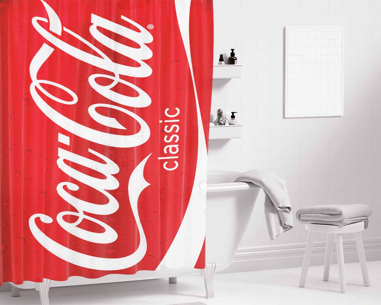 Coca Cola Machine Bathroom Shower Curtain Fabric Waterproof | 66 X 72 Inch