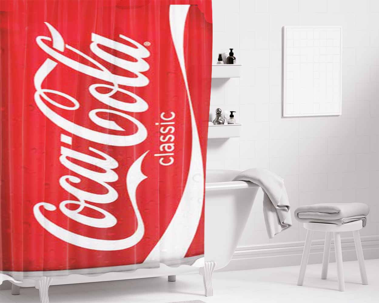 Coke Can Bathroom Shower Curtain Fabric Waterproof | 66 X 72 Inch