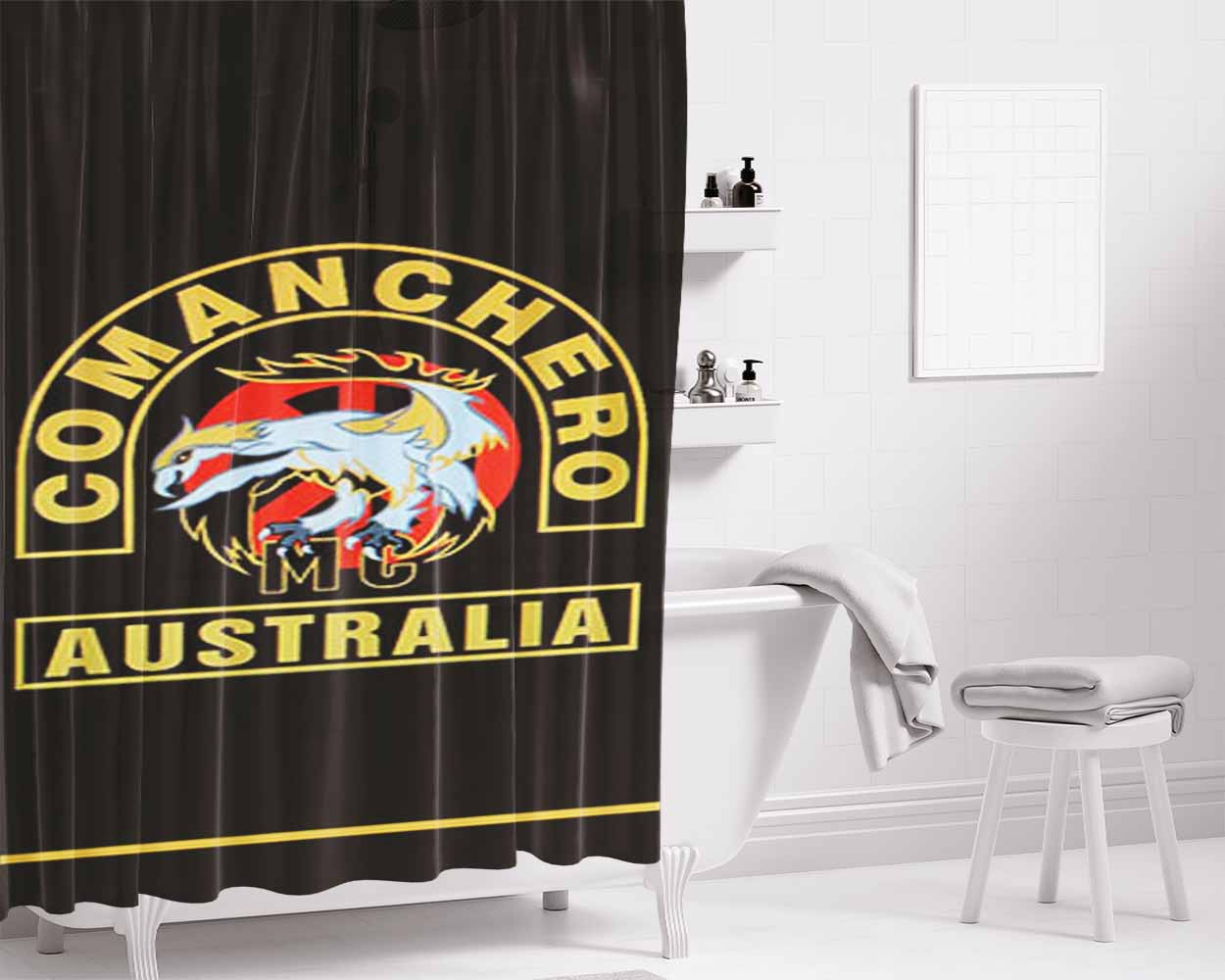 Comanchero Australia Bathroom Shower Curtain Fabric Waterproof | 66 X 72 Inch