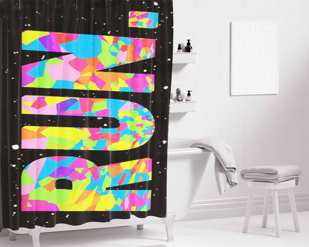 Confetti Run Bathroom Shower Curtain Fabric Waterproof | 66 X 72 Inch