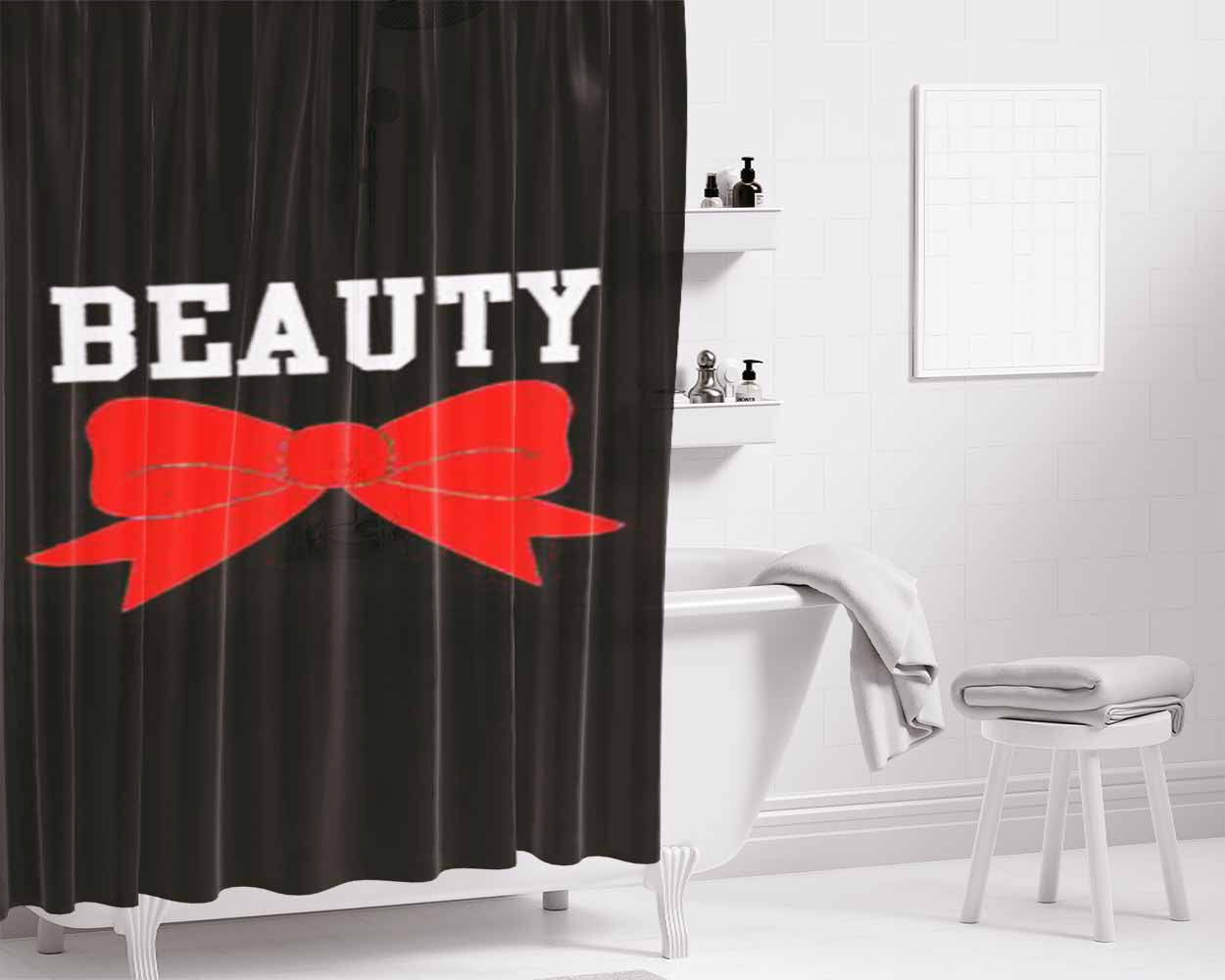 Couple Beauty Bathroom Shower Curtain Fabric Waterproof | 66 X 72 Inch