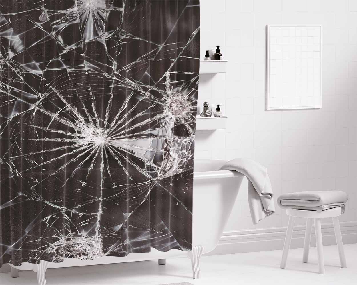 Cracks Texture Bathroom Shower Curtain Fabric Waterproof | 66 X 72 Inch