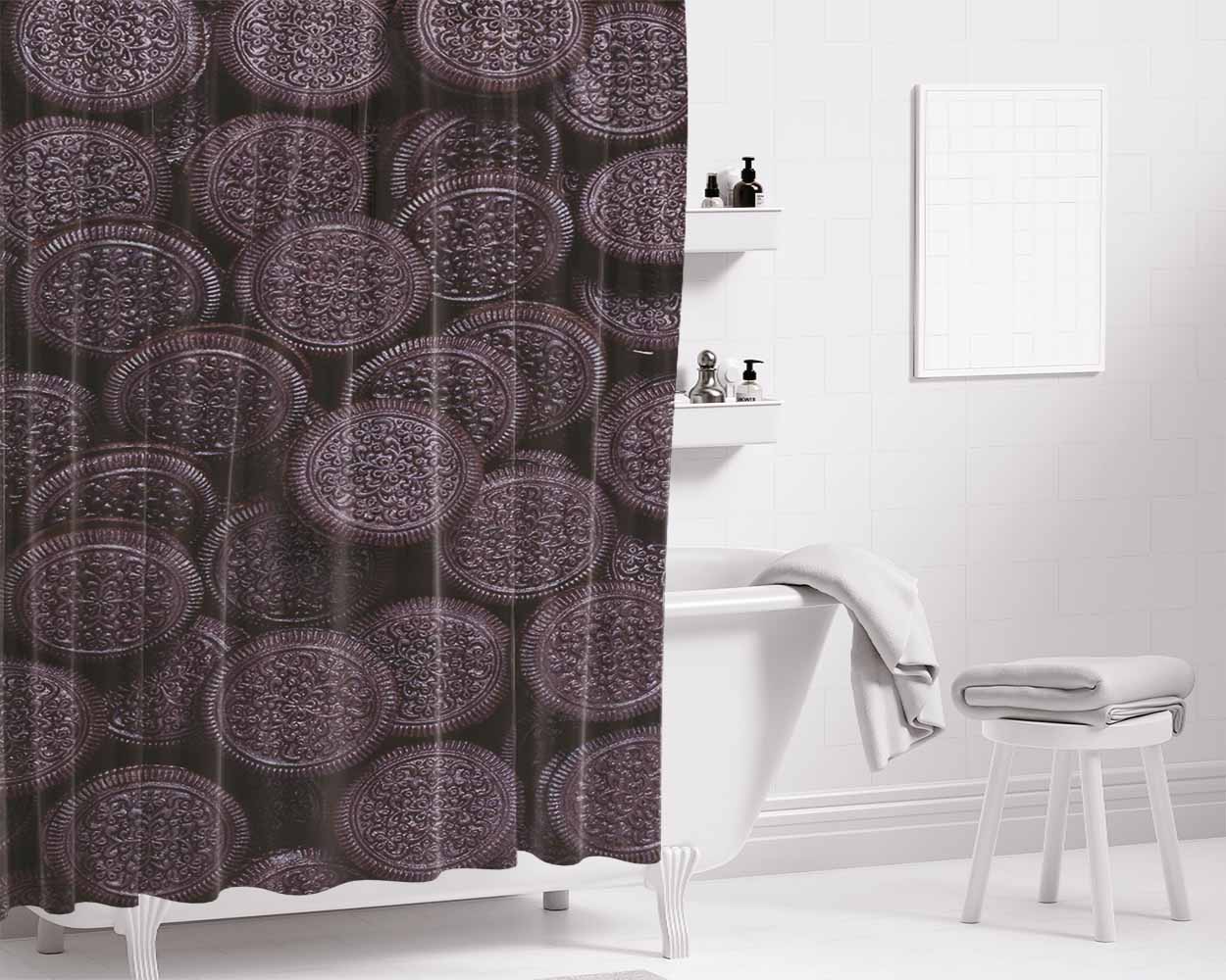 Crunch Crunch Cocholate Bathroom Shower Curtain Fabric Waterproof | 66 X 72 Inch