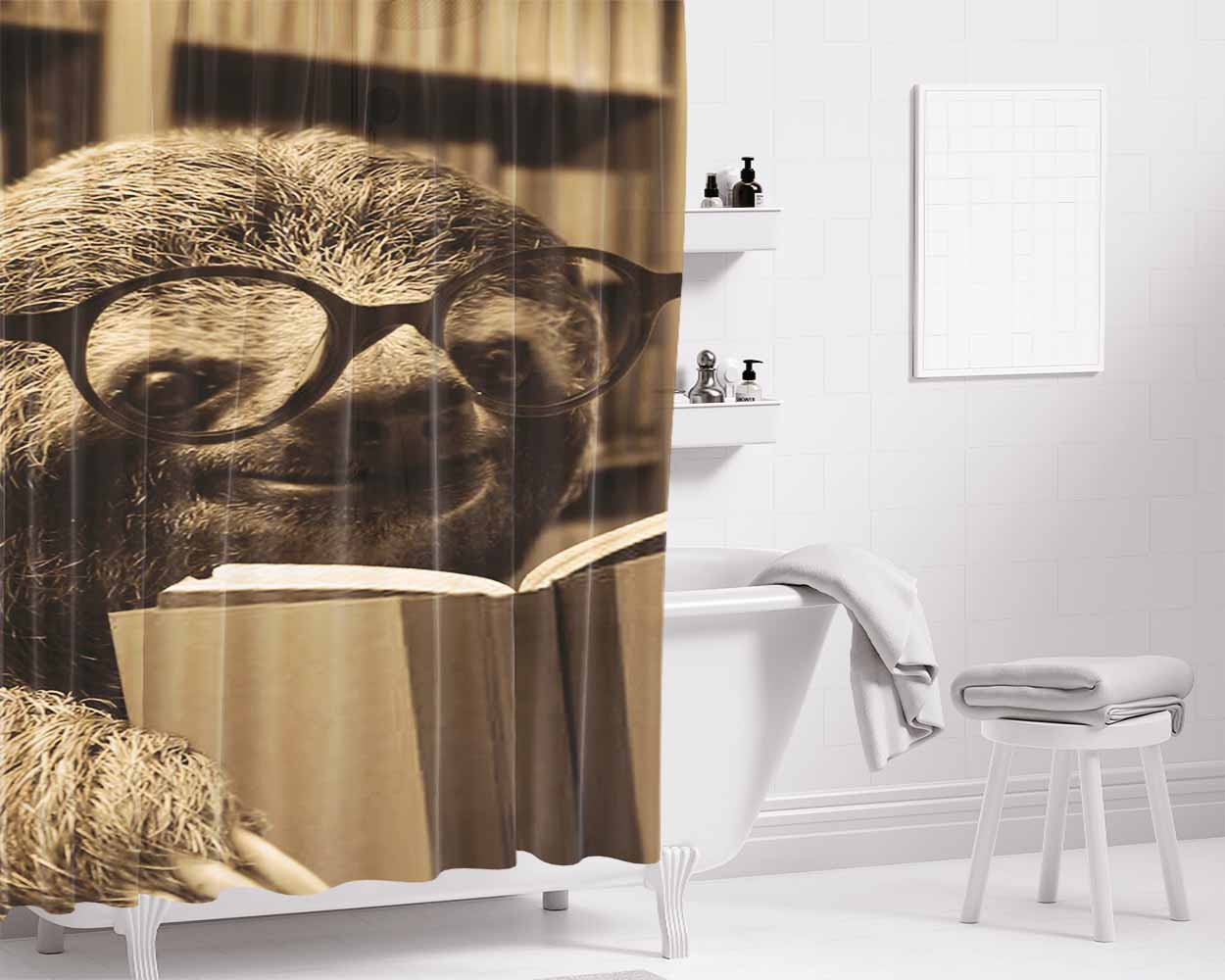 Cute Sloth Bathroom Shower Curtain Fabric Waterproof | 66 X 72 Inch