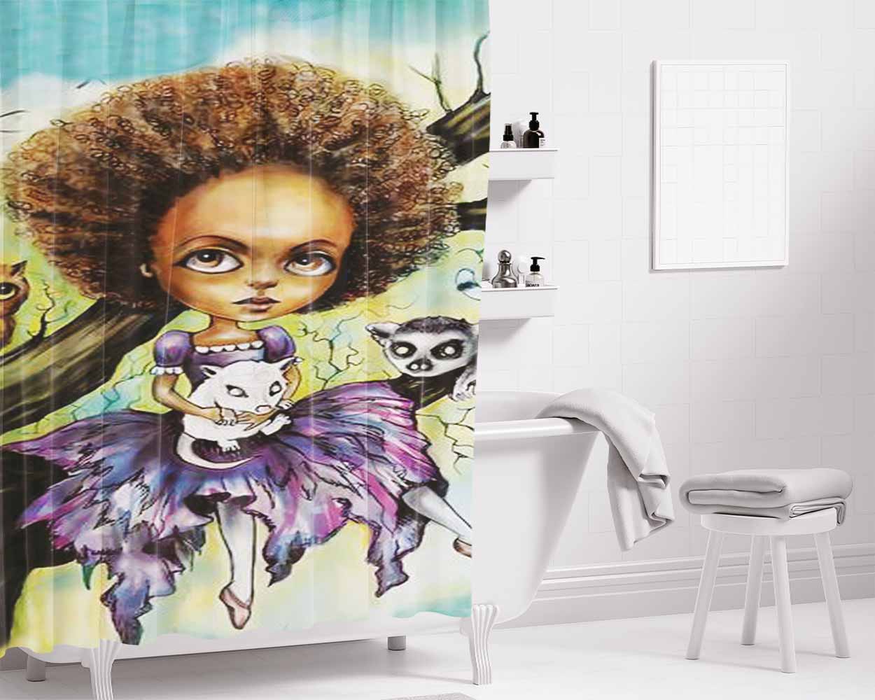 Cynthia And Critters Bathroom Shower Curtain Fabric Waterproof | 66 X 72 Inch