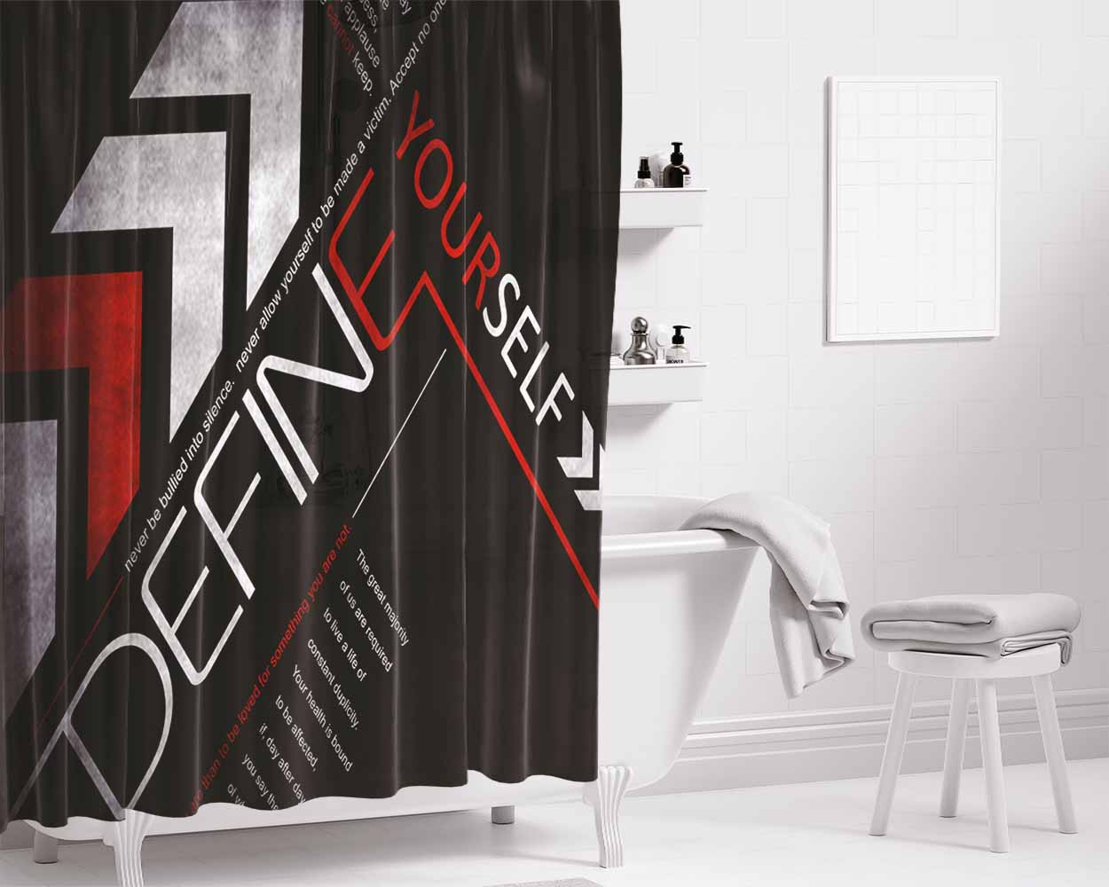 Defiance Bathroom Shower Curtain Fabric Waterproof | 66 X 72 Inch