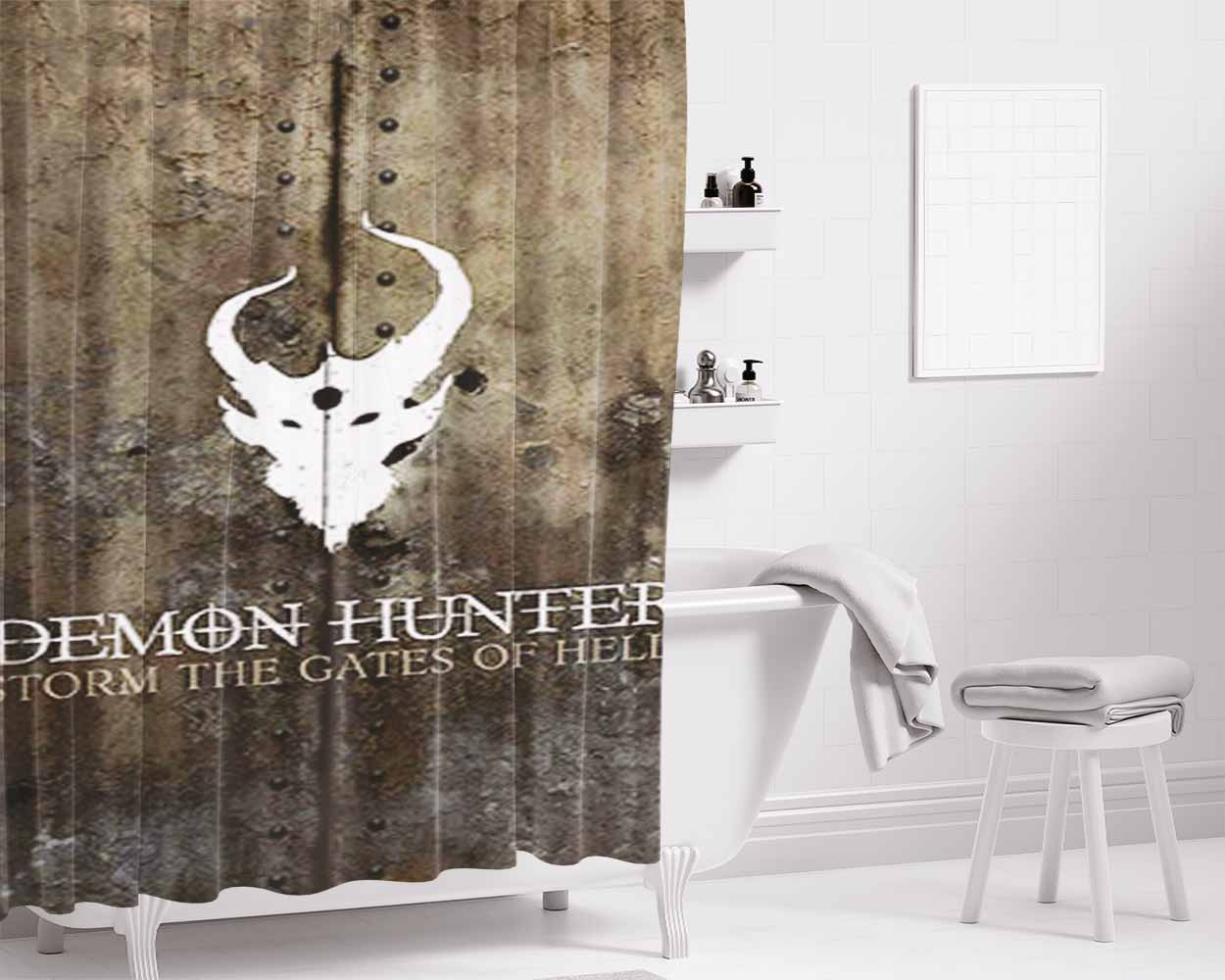 Demoday Fixer Upper Graphic Bathroom Shower Curtain Fabric Waterproof | 66 X 72 Inch