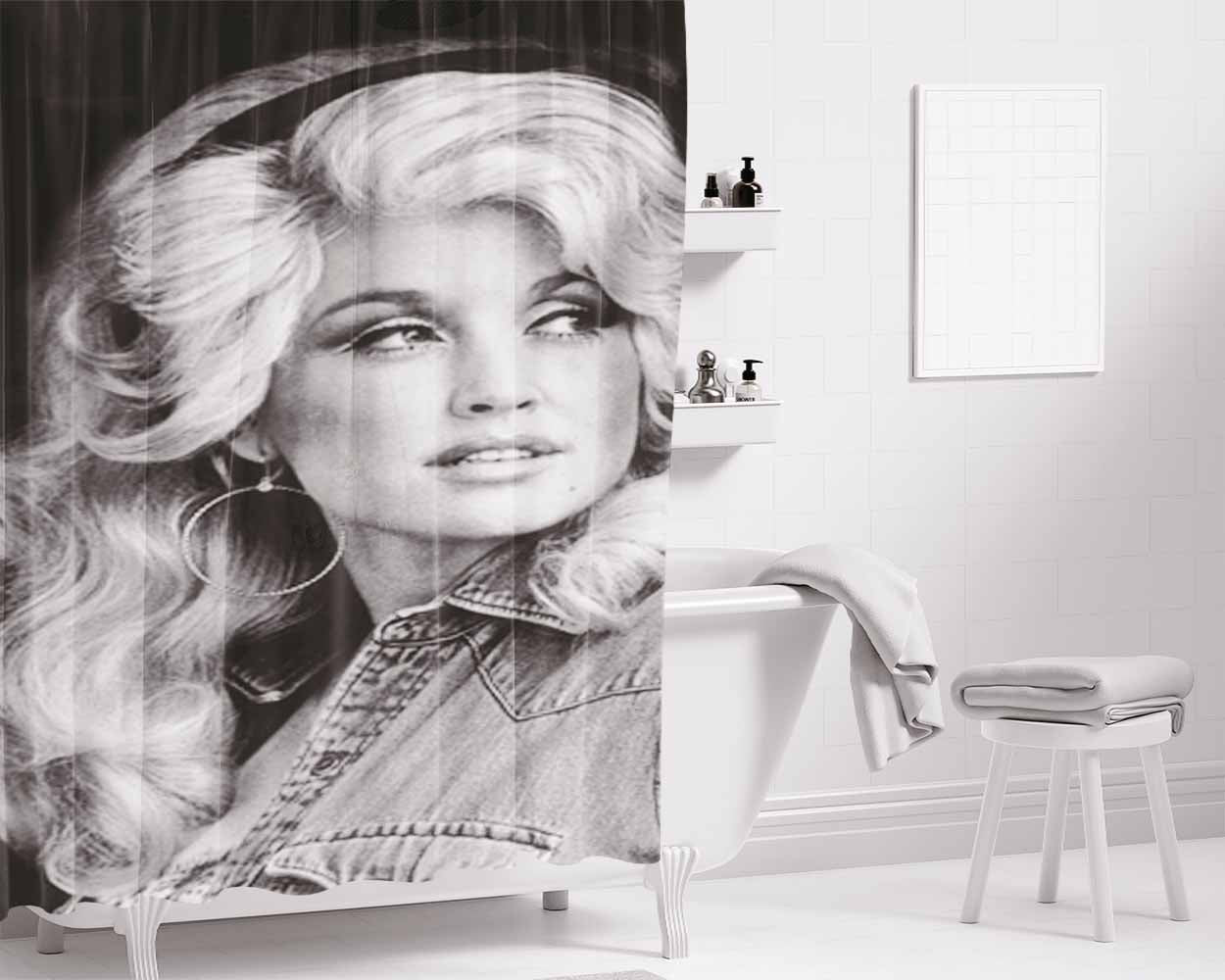 Dolly Parton Band Vintage Look Rretro Bathroom Shower Curtain Fabric Waterproof | 66 X 72 Inch