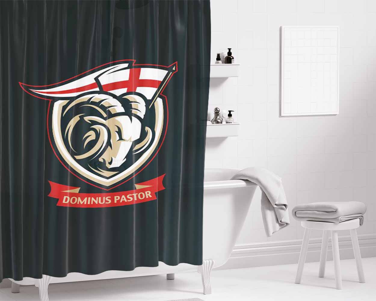 Domino Bathroom Shower Curtain Fabric Waterproof | 66 X 72 Inch