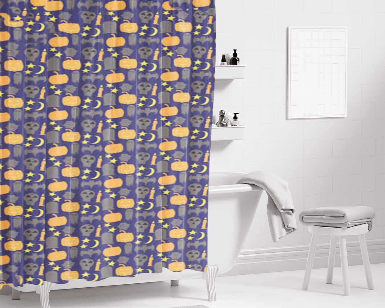 Doodle Art Mejau Rock Bathroom Shower Curtain Fabric Waterproof | 66 X 72 Inch