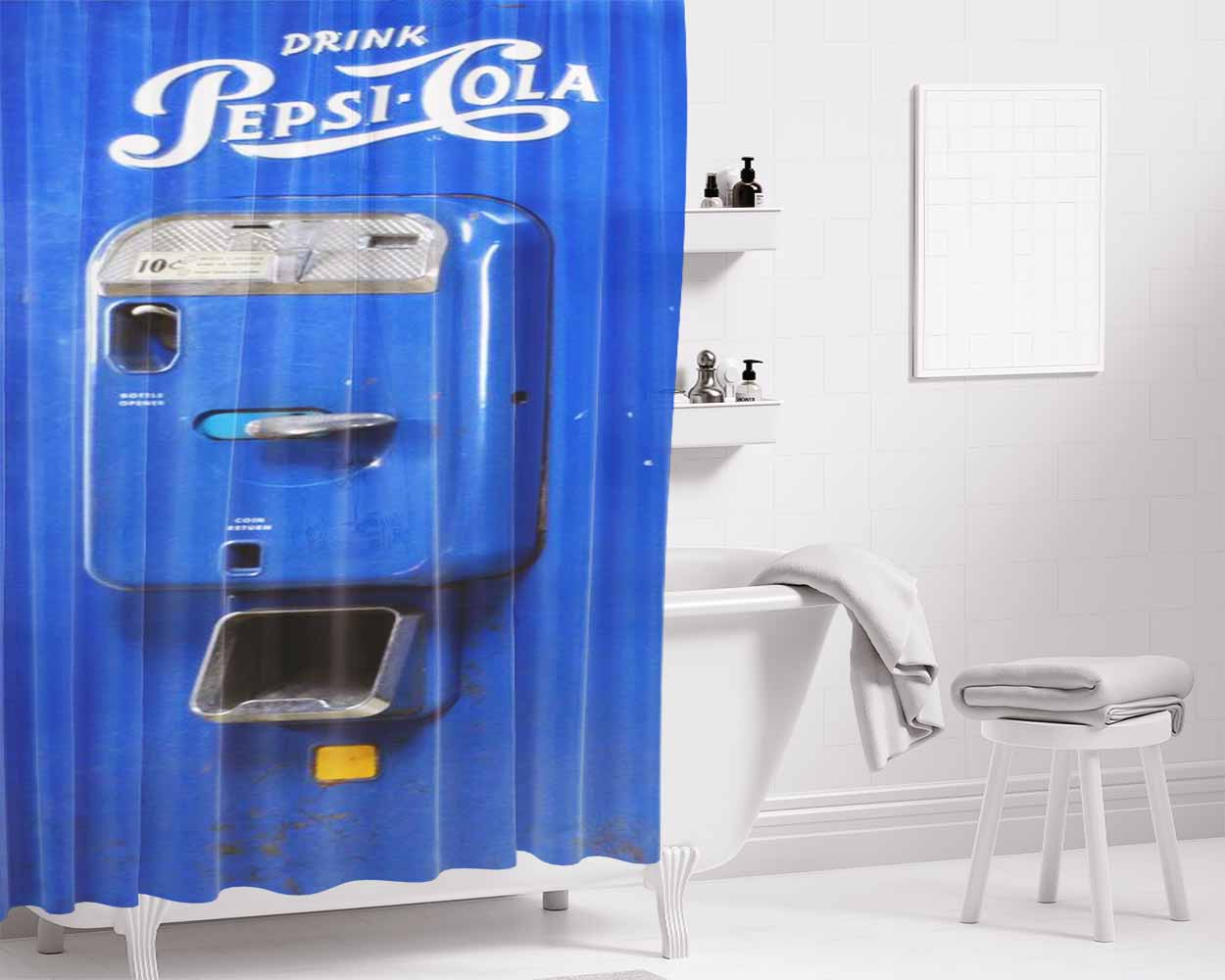 Drink Coca Cola Machine Bathroom Shower Curtain Fabric Waterproof | 66 X 72 Inch