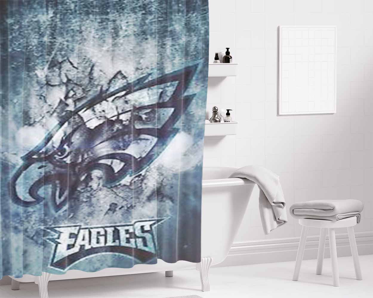 Eagles Logo Art Bathroom Shower Curtain Fabric Waterproof | 66 X 72 Inch