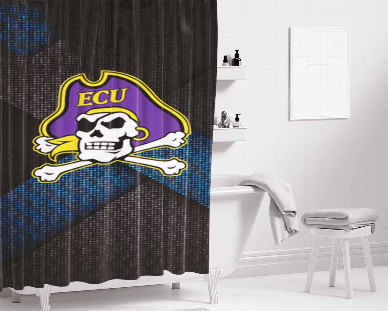 Ecu Pirates Logo Bathroom Shower Curtain Fabric Waterproof | 66 X 72 Inch