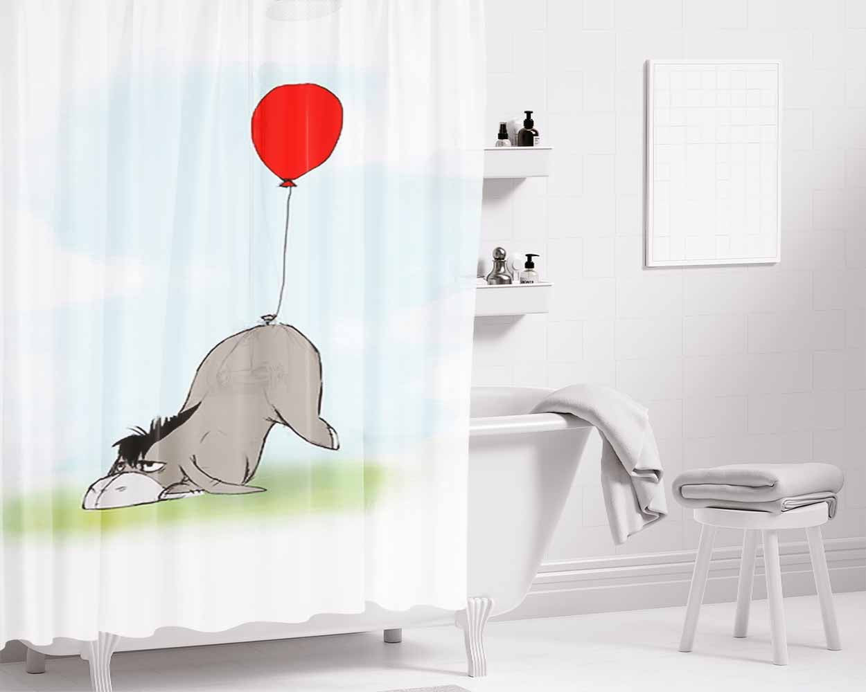 Eeyore And His Tail Bathroom Shower Curtain Fabric Waterproof | 66 X 72 Inch