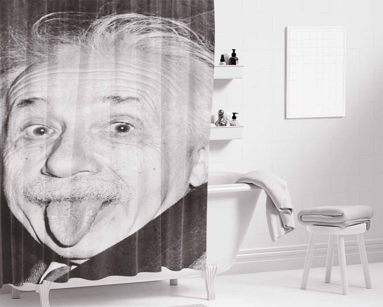 Einstein Bathroom Shower Curtain Fabric Waterproof | 66 X 72 Inch