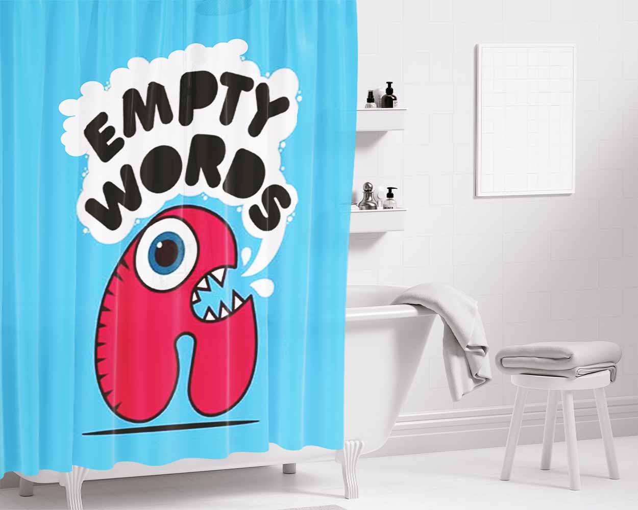 Empty Words Bathroom Shower Curtain Fabric Waterproof | 66 X 72 Inch
