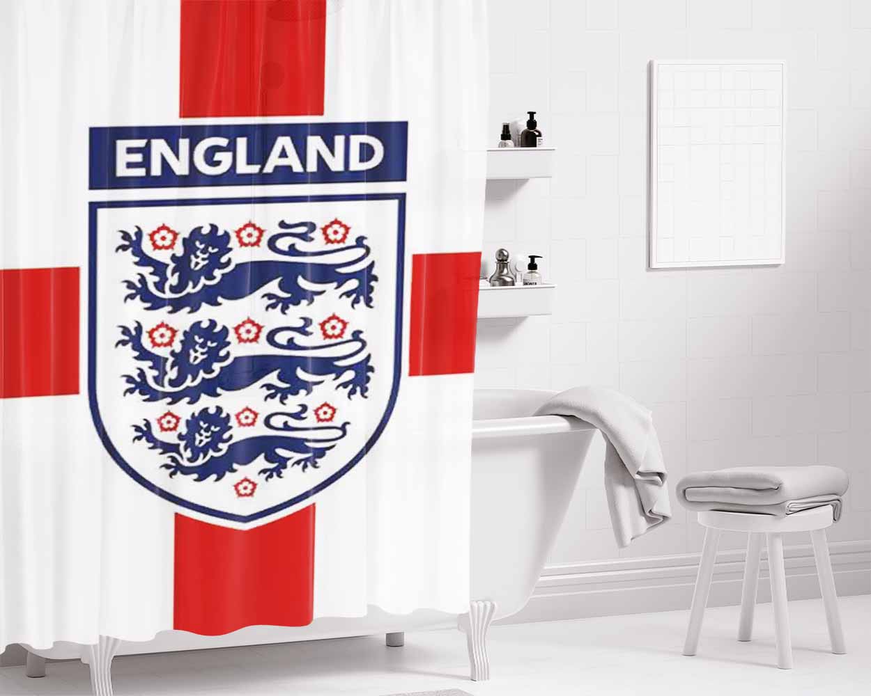 England National Football Team- Bathroom Shower Curtain Fabric Waterproof | 66 X 72 Inch