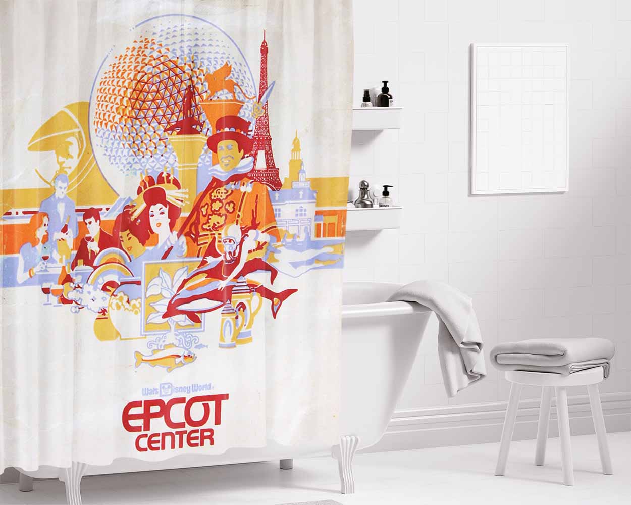 Epcot Center Bathroom Shower Curtain Fabric Waterproof | 66 X 72 Inch