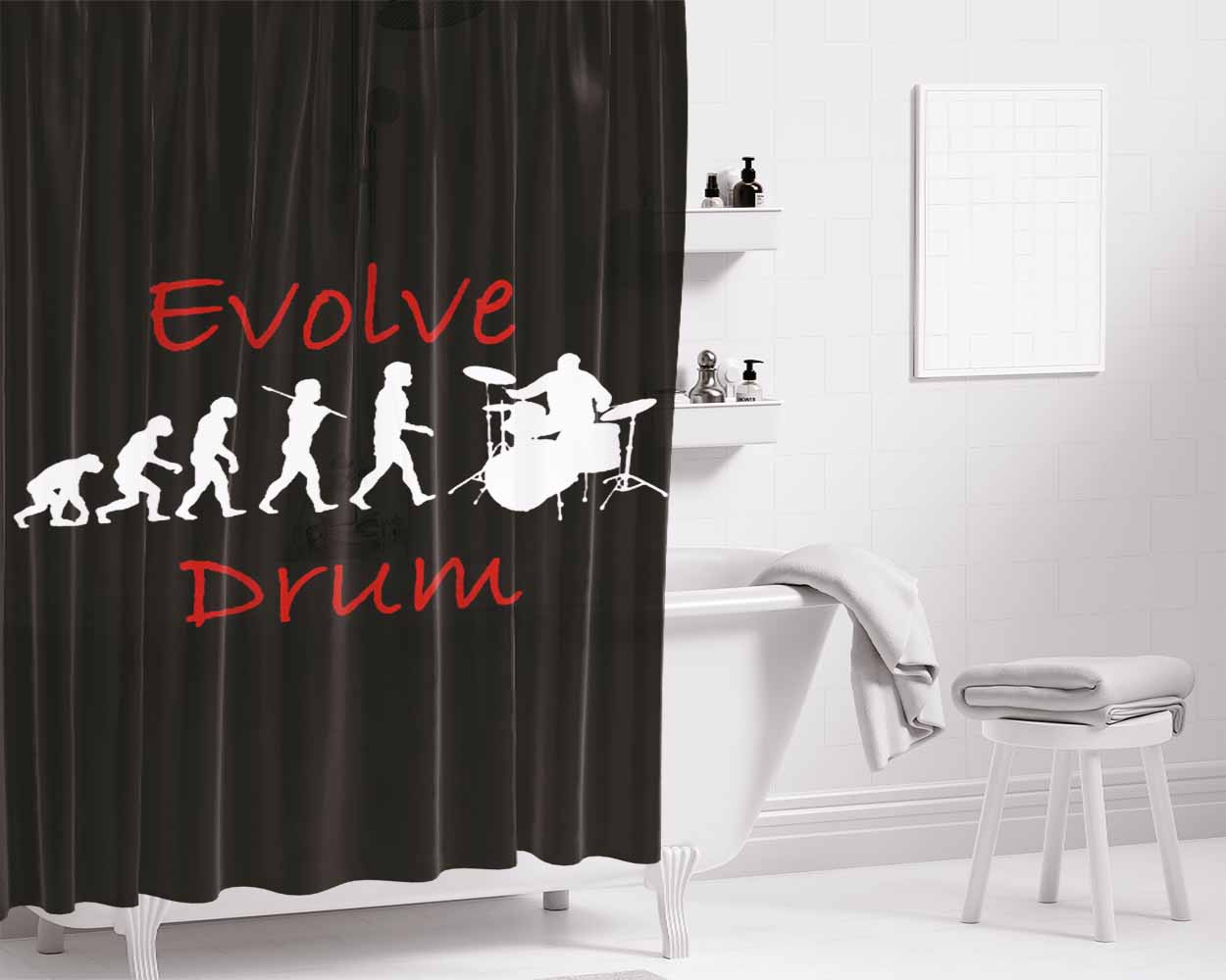 Evolve Drum Bathroom Shower Curtain Fabric Waterproof | 66 X 72 Inch