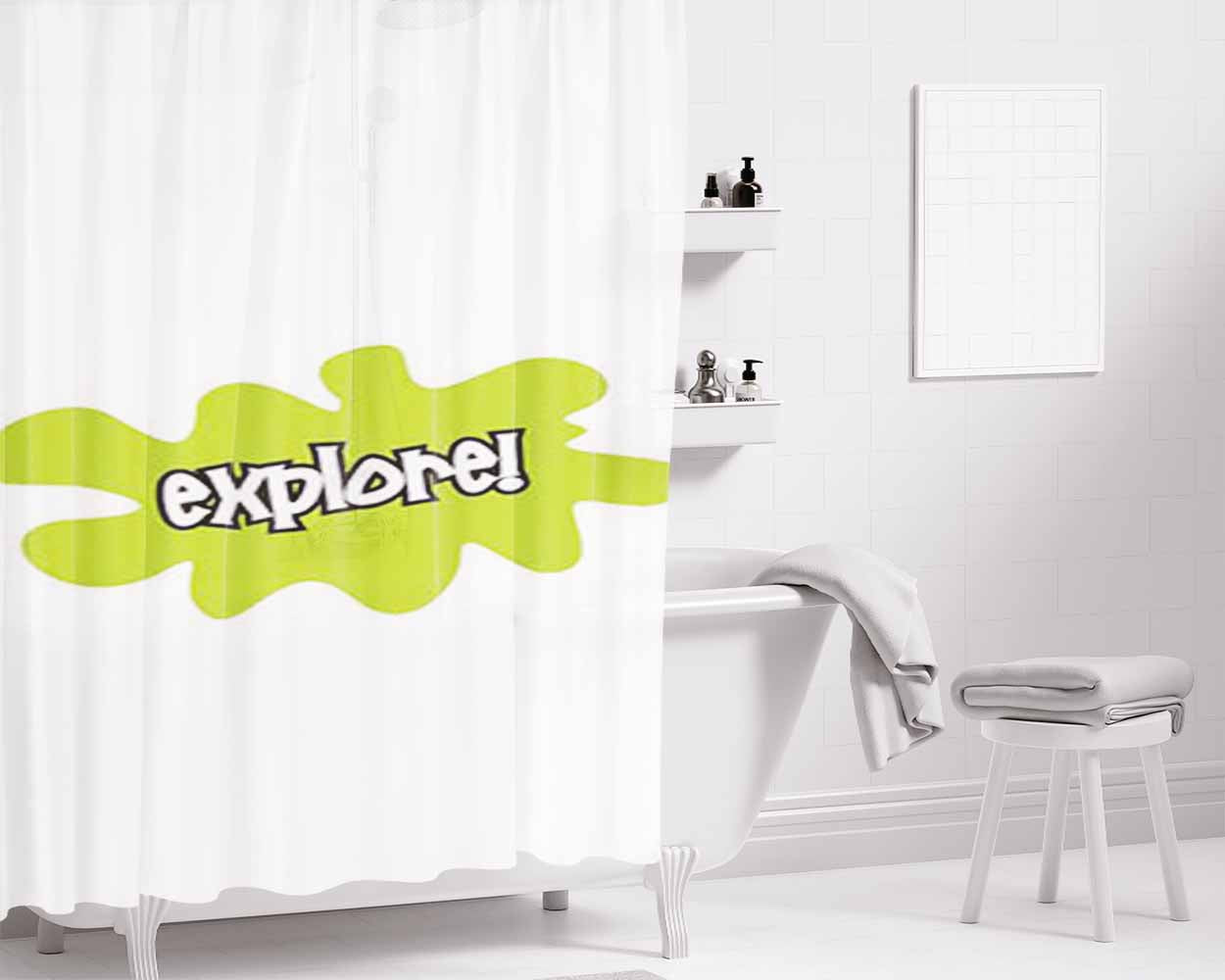 Explore! Bathroom Shower Curtain Fabric Waterproof | 66 X 72 Inch