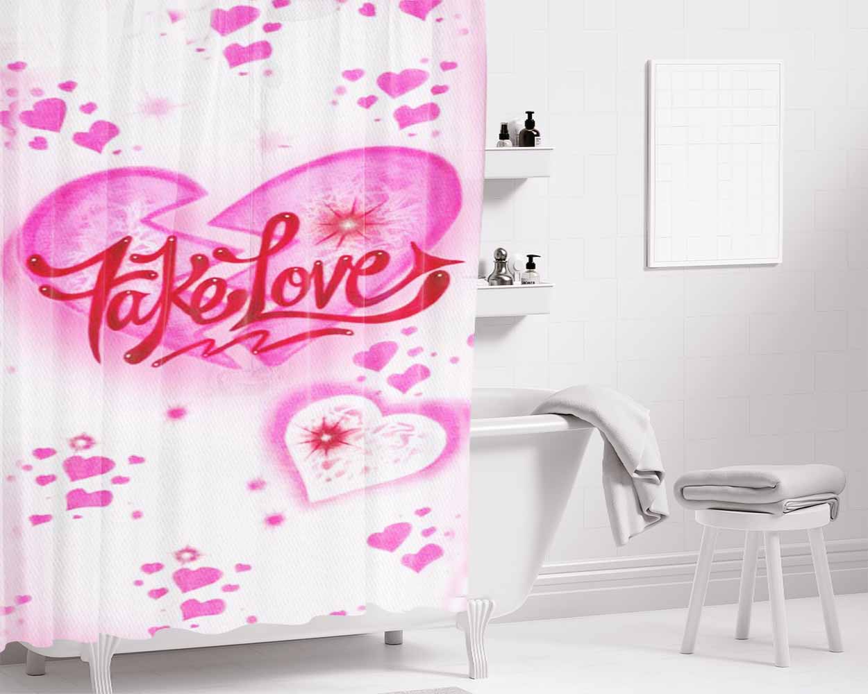 Fake Love Bathroom Shower Curtain Fabric Waterproof | 66 X 72 Inch