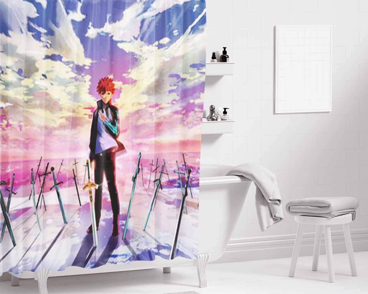 Fate Stay Night Digital Art Bathroom Shower Curtain Fabric Waterproof | 66 X 72 Inch