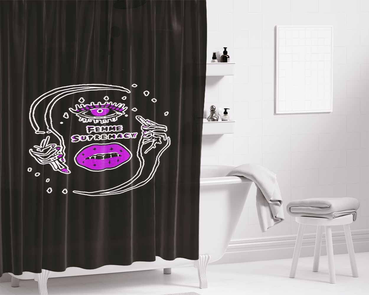 Femme Supremacy Cute Qtipoc Bathroom Shower Curtain Fabric Waterproof | 66 X 72 Inch